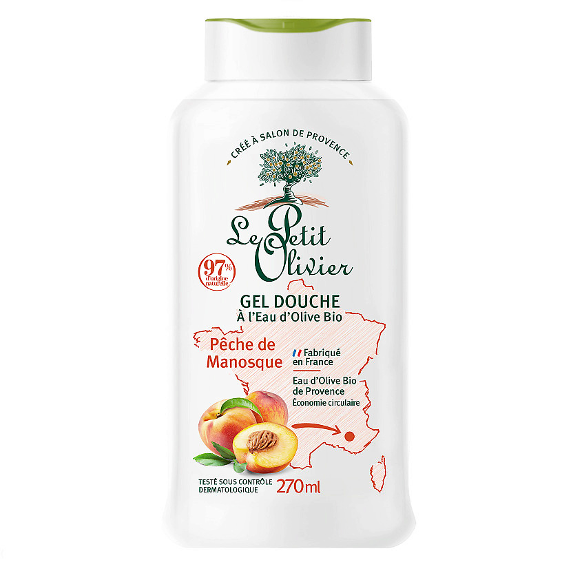 LE PETIT OLIVIER Гель для душа увлажняющий Персик из Маноска Peche de Manosque Gel Douche – фото 2