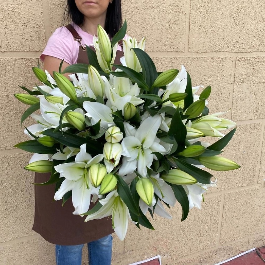 ПЯТЬ ЦВЕТОВ Букет из 15 белых лилий – фото 1