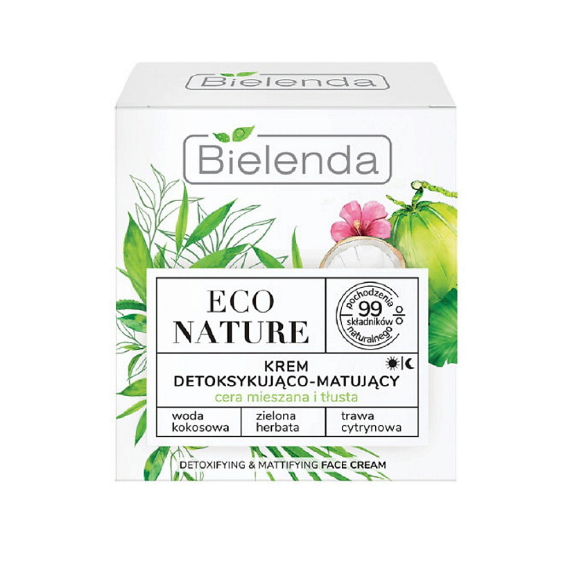 BIELENDA Крем матирующий ECO NATURE, Кокосовая вода+ Зеленый чай – фото 1