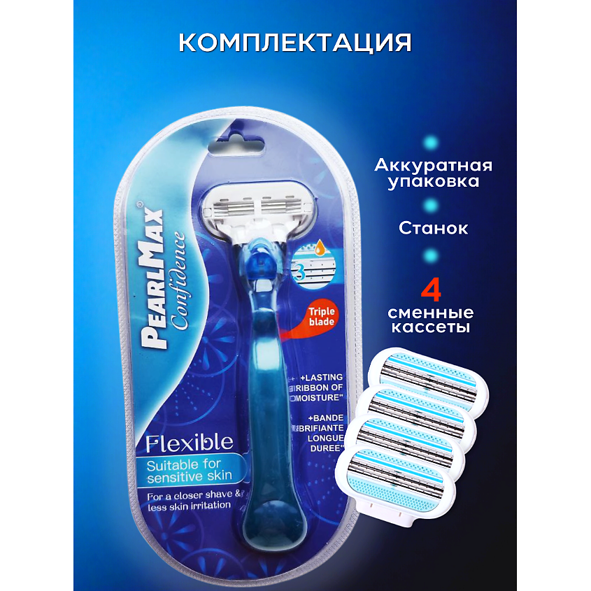 PEARLMAX Confidence Blue Станок для бритья женский – фото 9