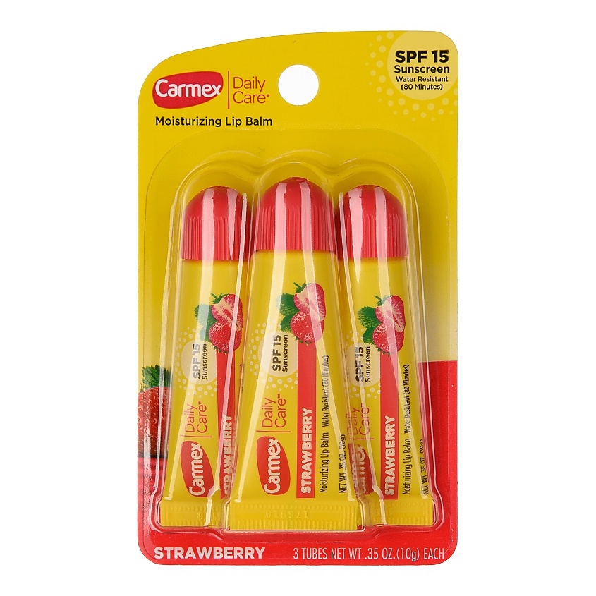 CARMEX Набор бальзамов для губ в тубе клубника SPF 15 – фото 1