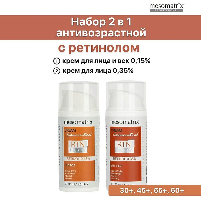MESOMATRIX Антивозрастной набор кремов для лица с ретинолом 0,15 и 0,35% RTN Therapy Retinol – фото 1