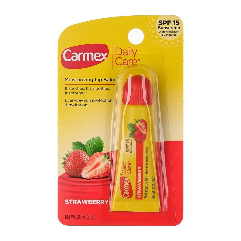 CARMEX Бальзам для губ в тубе клубника SPF 15 – фото 1