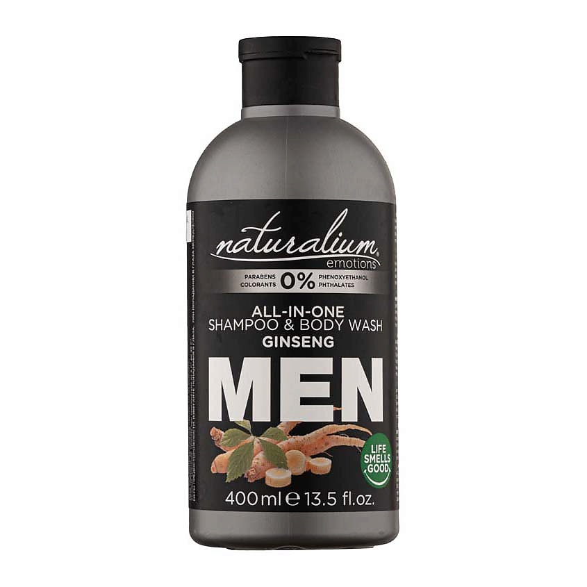 NATURALIUM Гель для душа и шампунь для волос мужской Женьшень All-In-One Shampoo & Body Wash Ginseng Men – фото 1