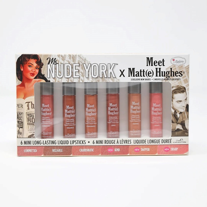 THEBALM Набор из 6 оттенков мини жидких матовых помад Meet Matte Hughes x Ms. Nude York – фото 1