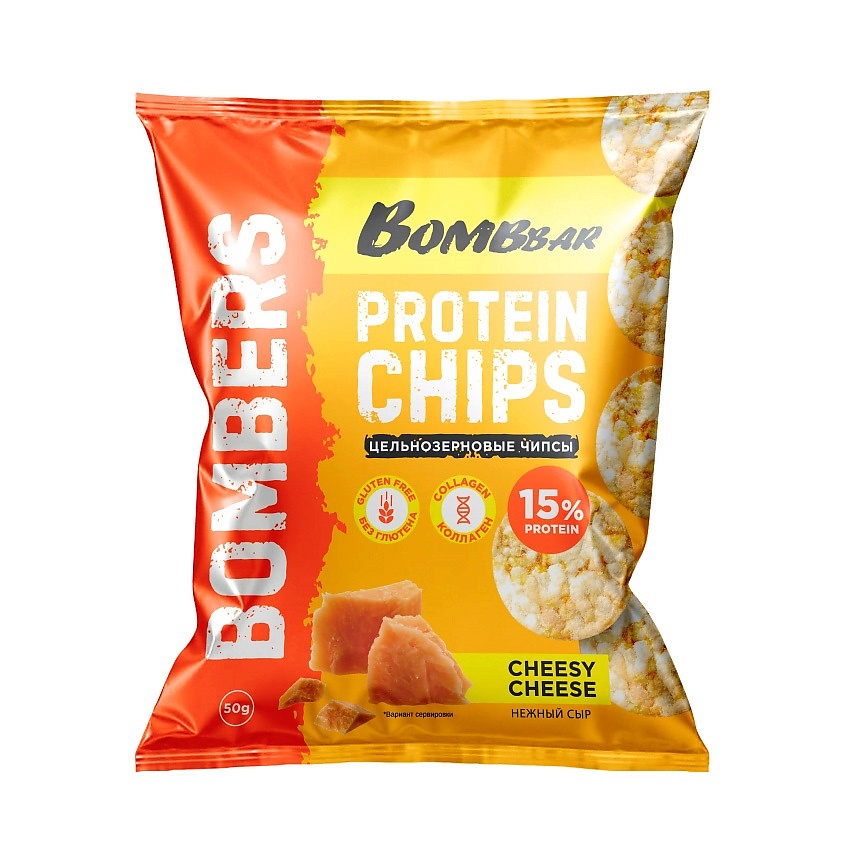 BOMBBAR Чипсы цельнозерновые протеиновые со вкусом "Нежный сыр" – фото 1