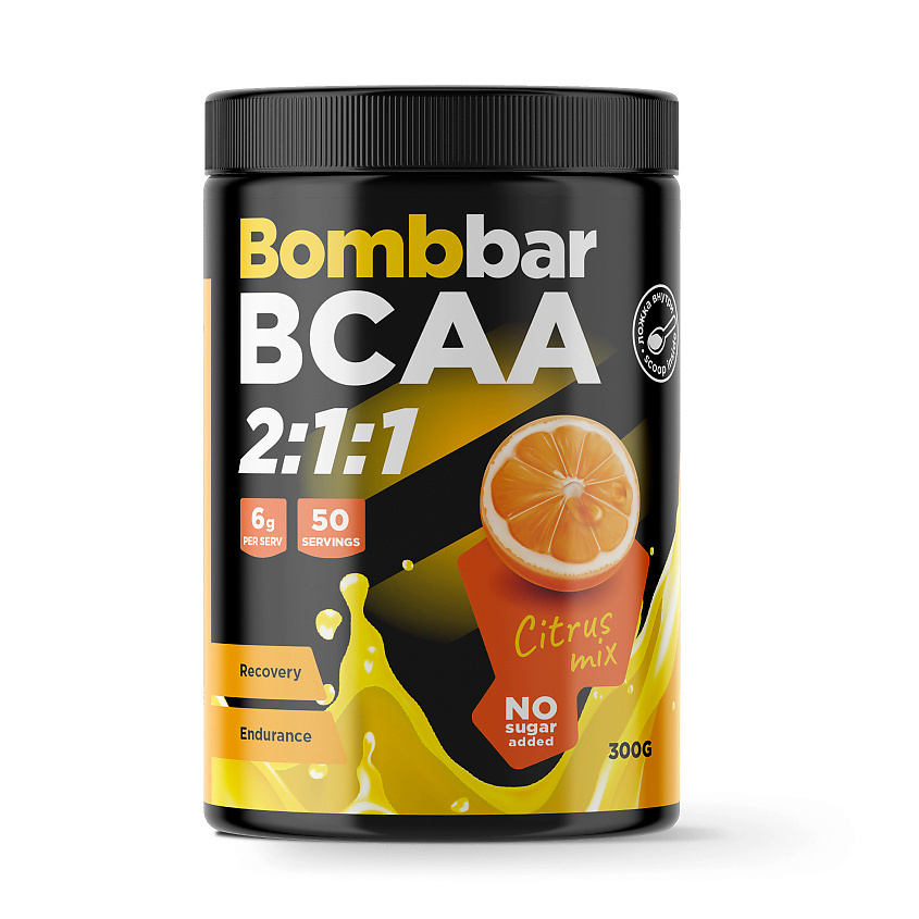 BOMBBAR Специализированный пищевой продукт для питания спортсменов Коктейль «BCAA со вкусом Цитрусовый микс» – фото 2