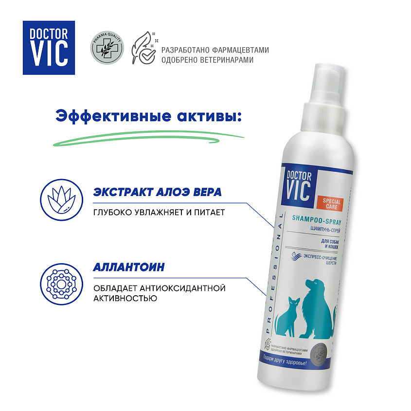 DOCTOR VIC Шампунь спрей для мытья без воды для собак и кошек – фото 2
