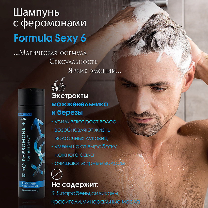 FORMULA SEXY Подарочный набор для мужчин с феромонами №6 Шампунь + Гель для душа без SLS, парабенов – фото 3