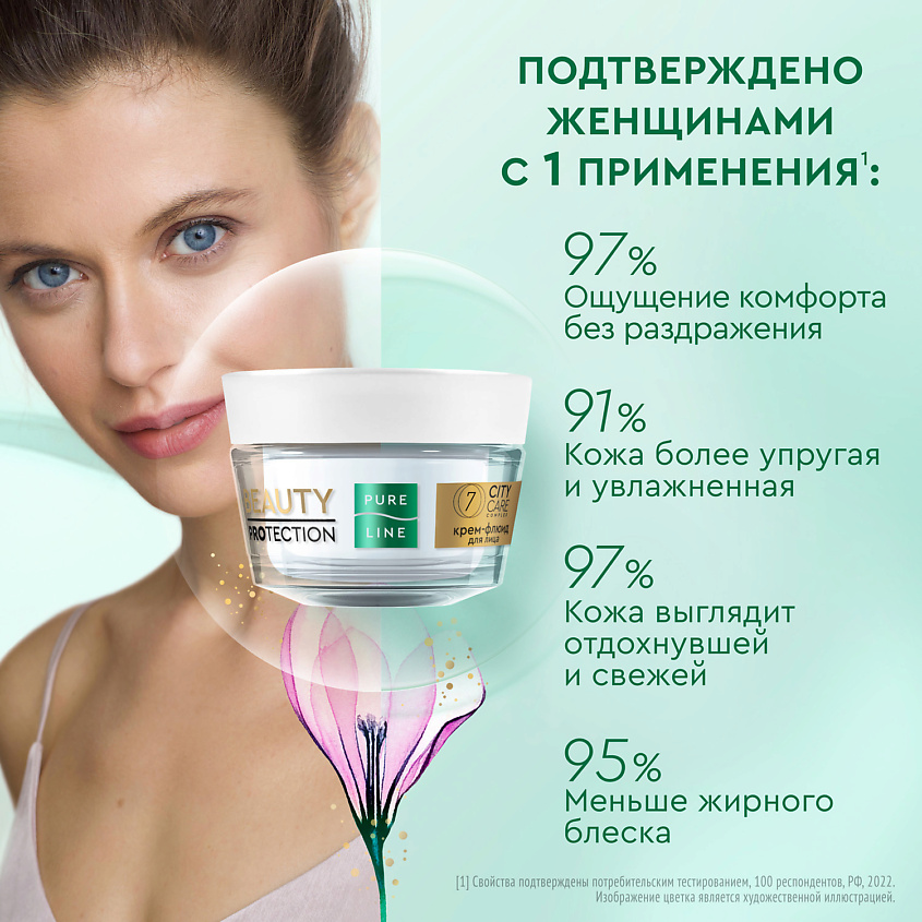 ЧИСТАЯ ЛИНИЯ PURE LINE Крем-флюид для лица Гиалуроновая Вит С и Е – фото 4