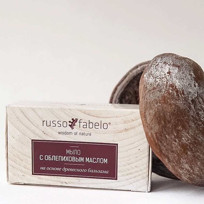 RUSSO-FABELO Мыло туалетное твердое с облепиховым маслом на основе древесного бальзама – фото 2