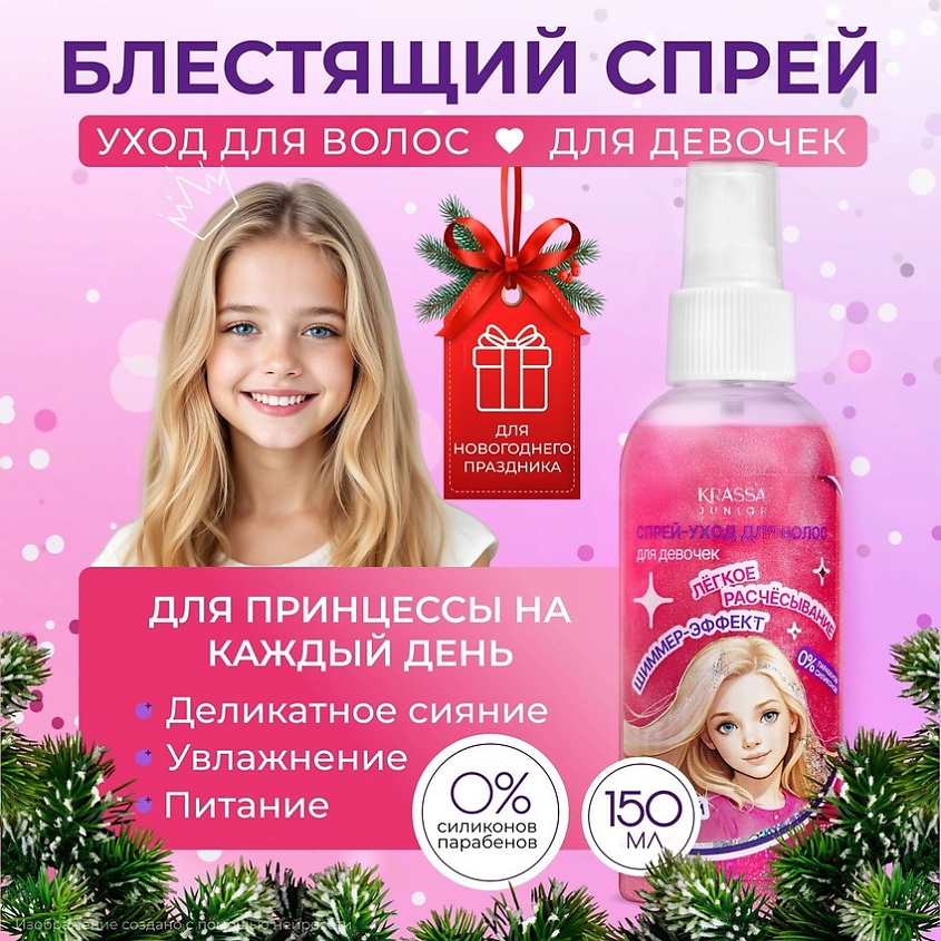 KRASSA JUNIOR Блестящий спрей-уход для волос для девочек – фото 2
