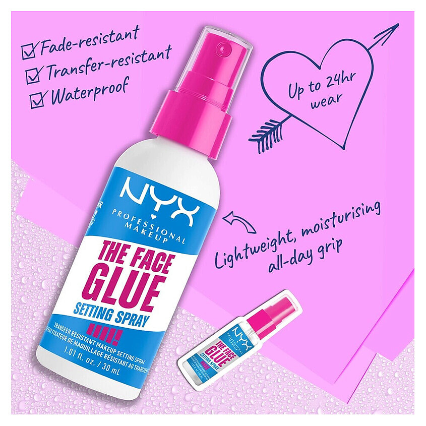 NYX PROFESSIONAL MAKEUP Водостойкий спрей для фиксации макияжа  The Face Glue Setting Spray – фото 4