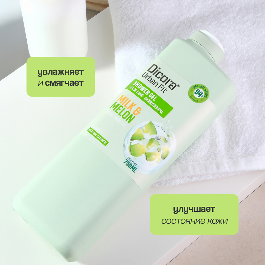 DICORA URBAN FIT Гель для душа Молоко и дыня, 750 мл – фото 5