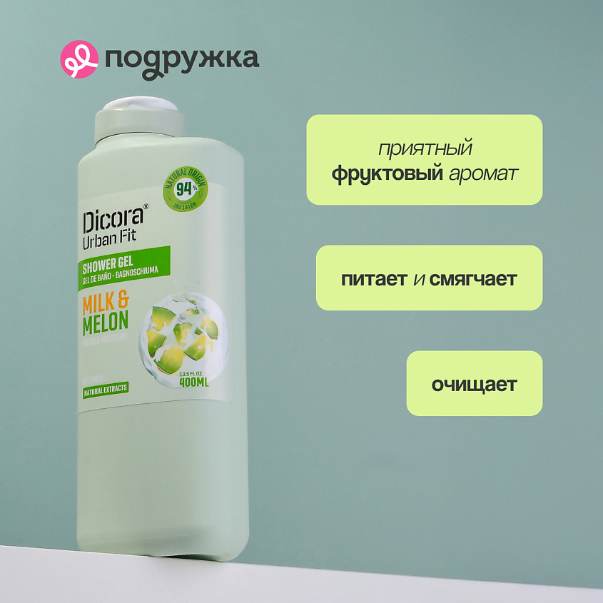 DICORA URBAN FIT Гель для душа Молоко и дыня – фото 3