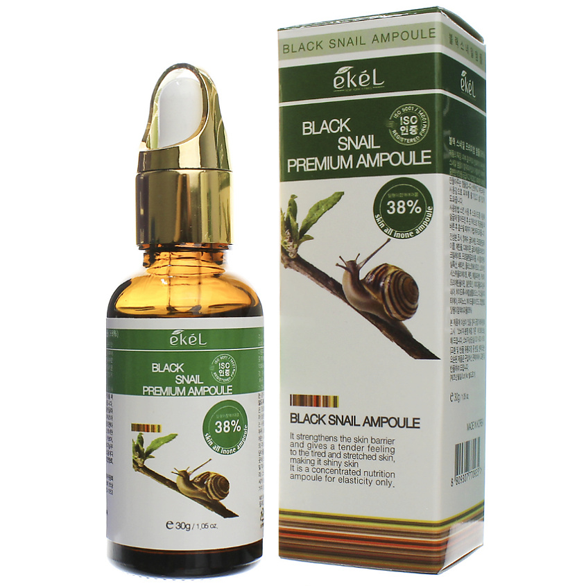 EKEL Ампульная сыворотка для лица с Улиточным муцином Premium Ampoule Black Snail – фото 5