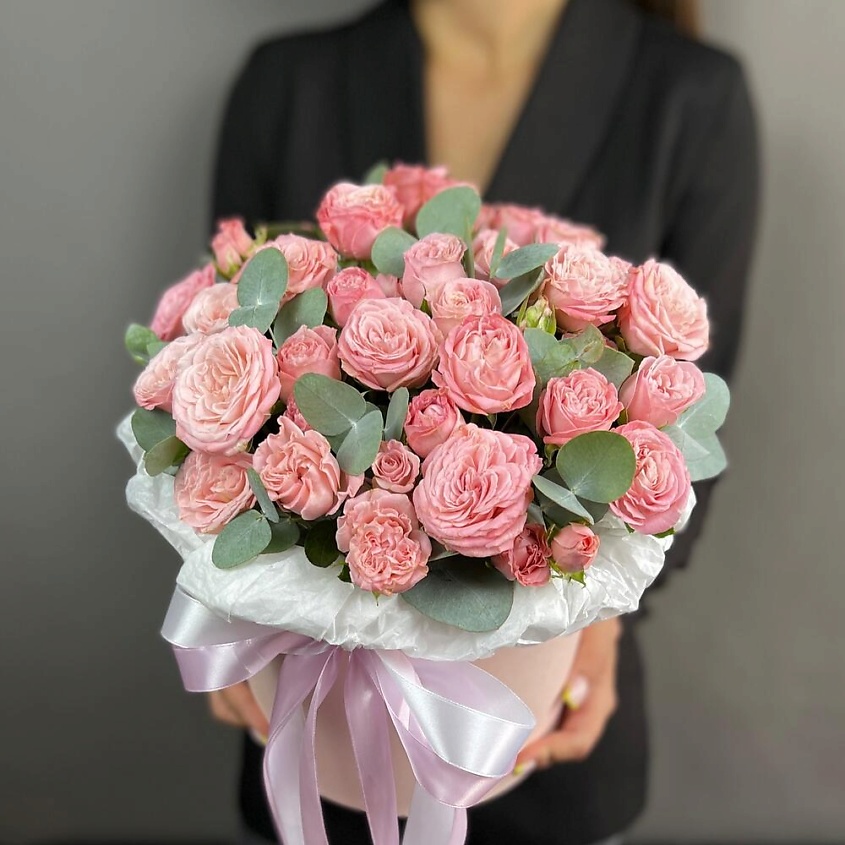 ART FLORA Коробочка с пионовидной розой и эвкалиптом – фото 4