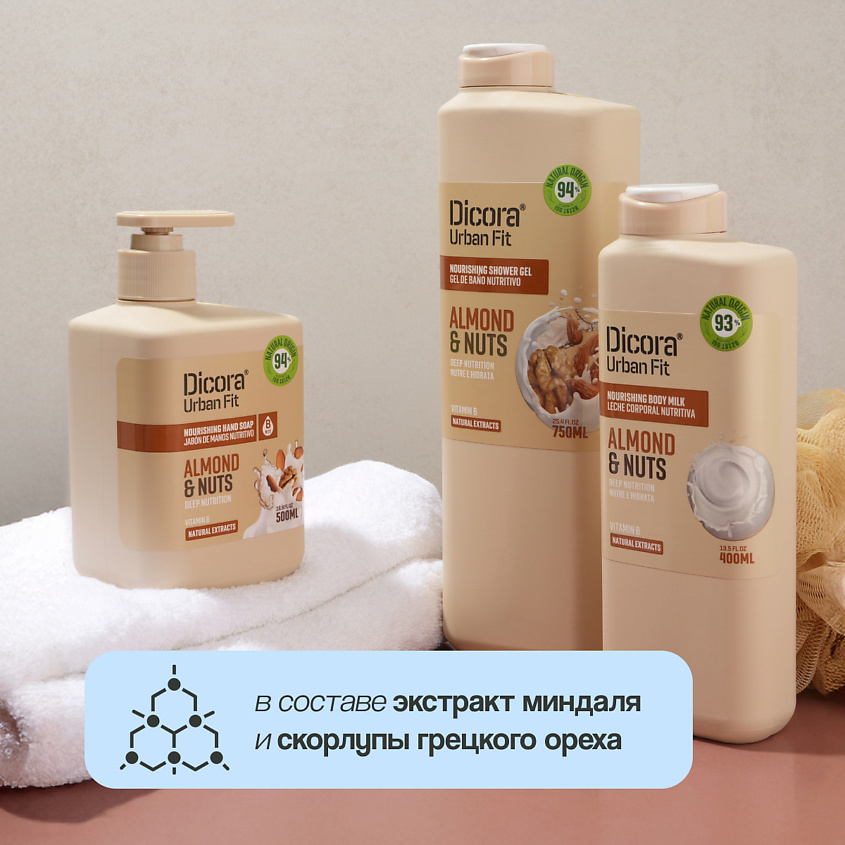 DICORA URBAN FIT Гель для душа Миндаль, 750 мл – фото 4