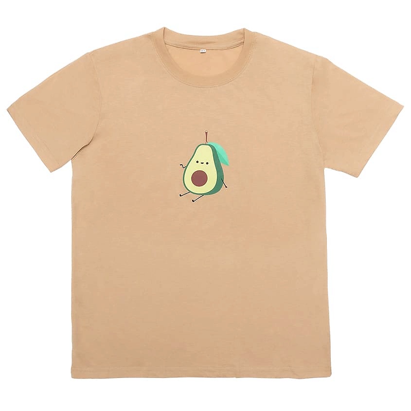 ЛЭТУАЛЬ Женская футболка с принтом "Авокадо", цвет песочный, – фото 1