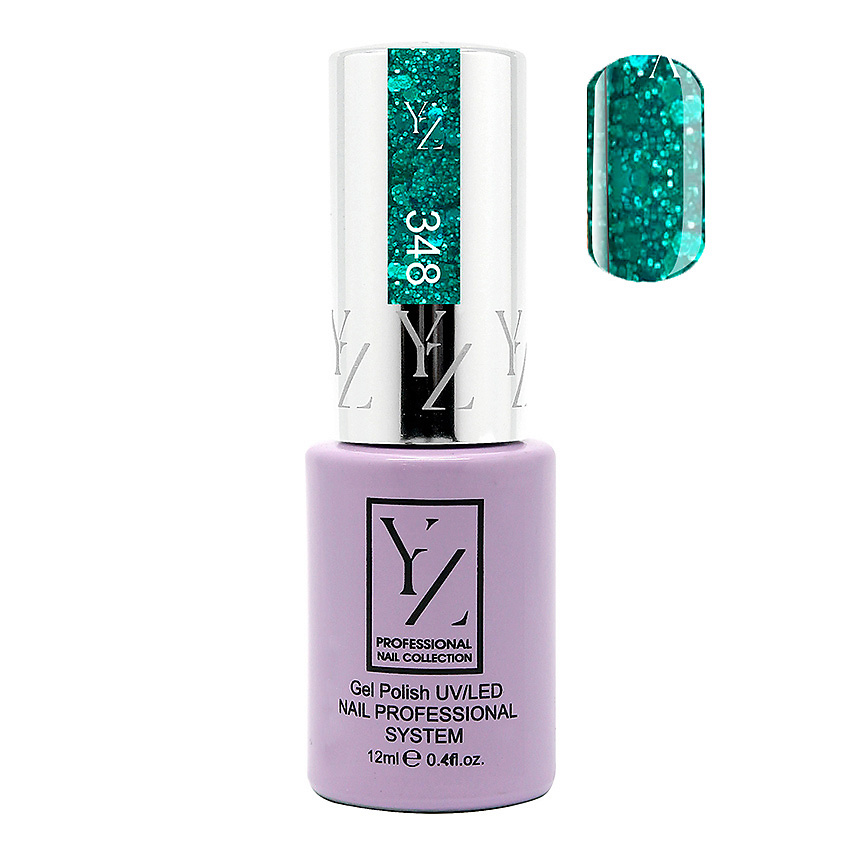 YLLOZURE Гель-лак Uv Led Yllozure Nail Professional, 348, искристый мятный, 12 мл – фото 2