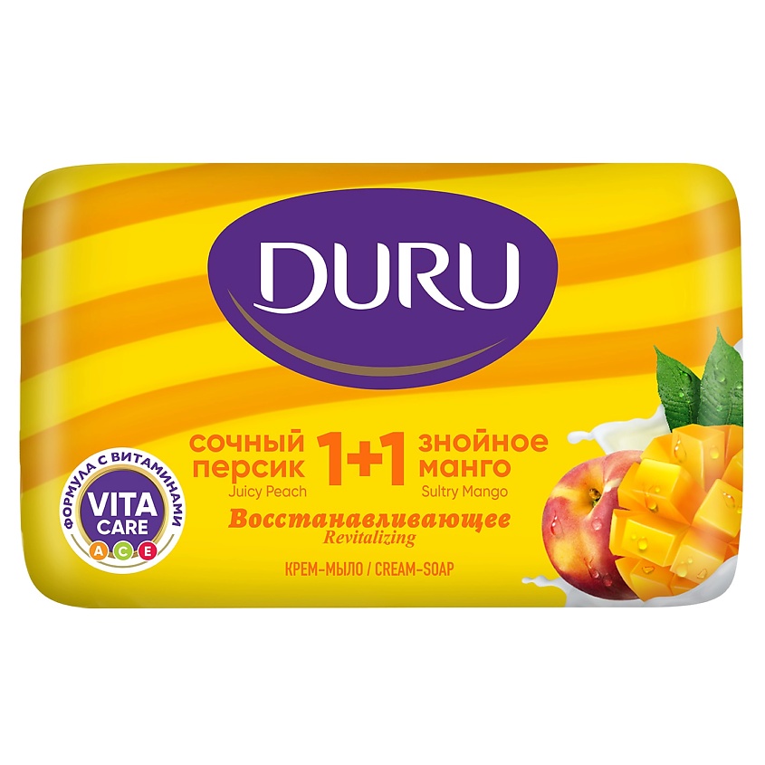 DURU Туалетное крем-мыло 1+1 Сочный персик & Знойное манго – фото 2