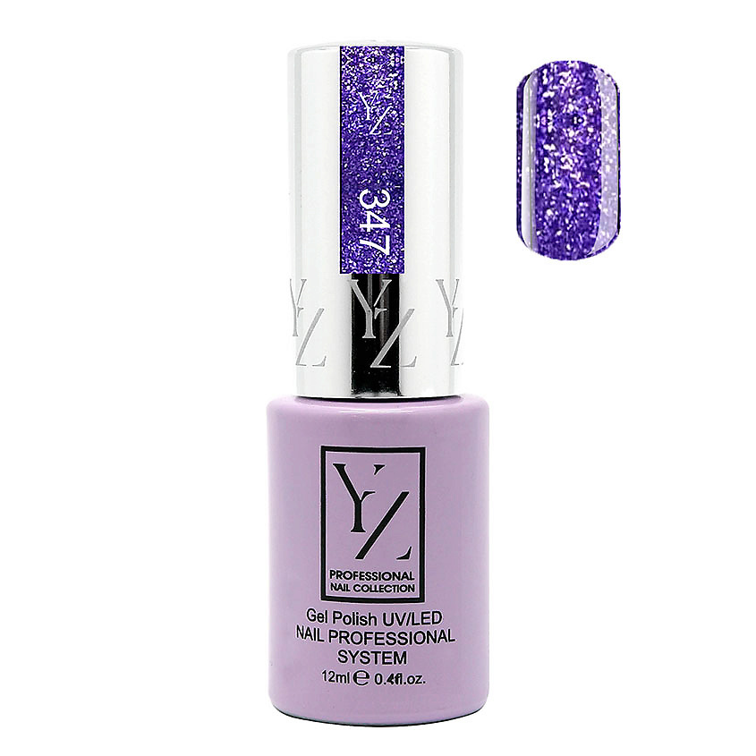 YLLOZURE Гель-лак Uv Led Yllozure Nail Professional, 347, искристый фиолетовый, 12 мл – фото 2