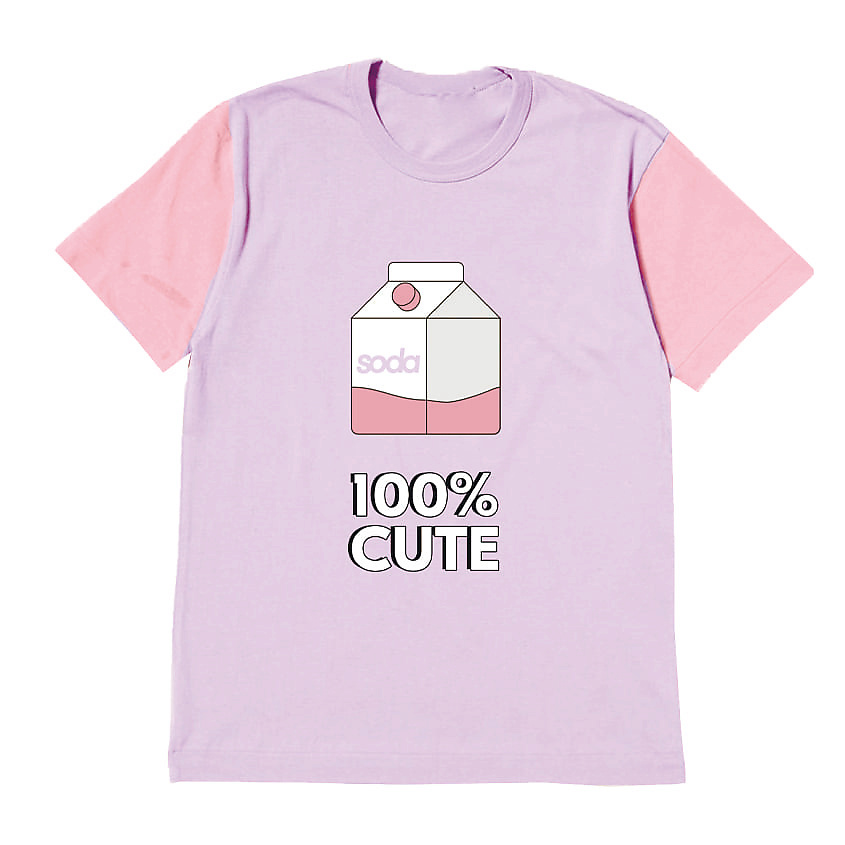 SODA Женская футболка с принтом "100% CUTE", цвет сиреневый – фото 1