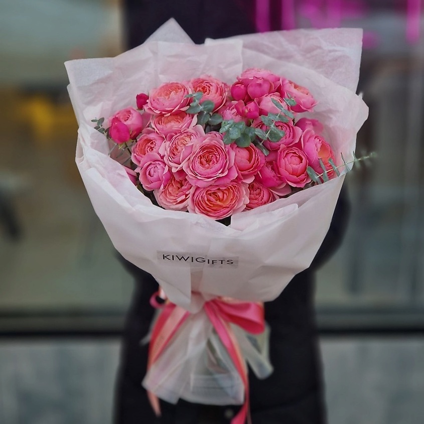 KIWIGIFTS Букет цветов живые Розы кустовые – фото 1