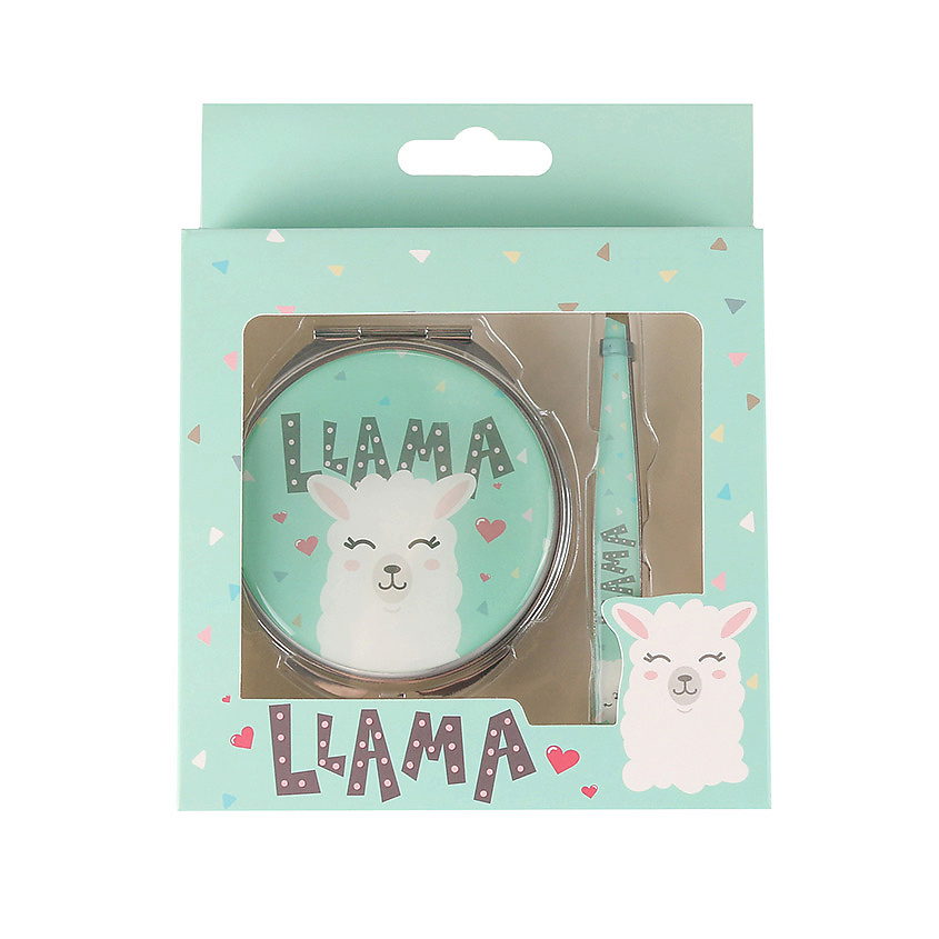 ЛЭТУАЛЬ Подарочный набор: зеркальце + щипчики для бровей Llama – фото 2