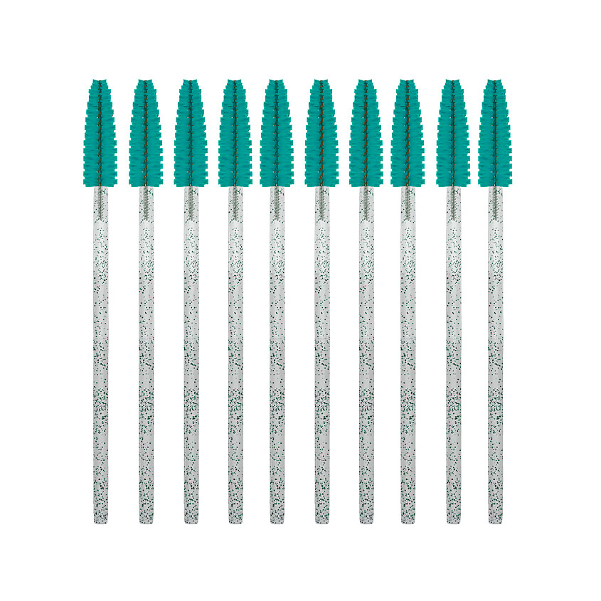 SEXY LASH'N'BROW Щеточки для ресниц и бровей одноразовые бирюзовые с глиттером – фото 1
