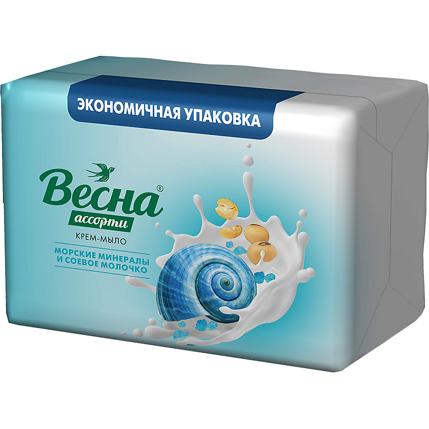 ВЕСНА Крем- мыло туалетное твердое «Весна» морские минералы и соевое молочко – фото 2
