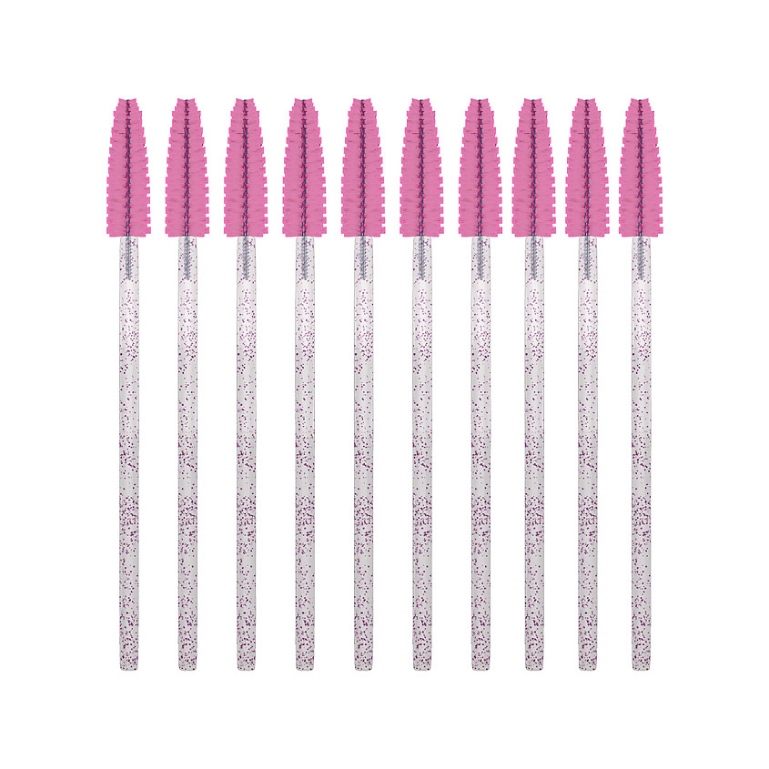 SEXY LASH'N'BROW Щеточки для ресниц и бровей одноразовые светло-розовые с глиттером – фото 1