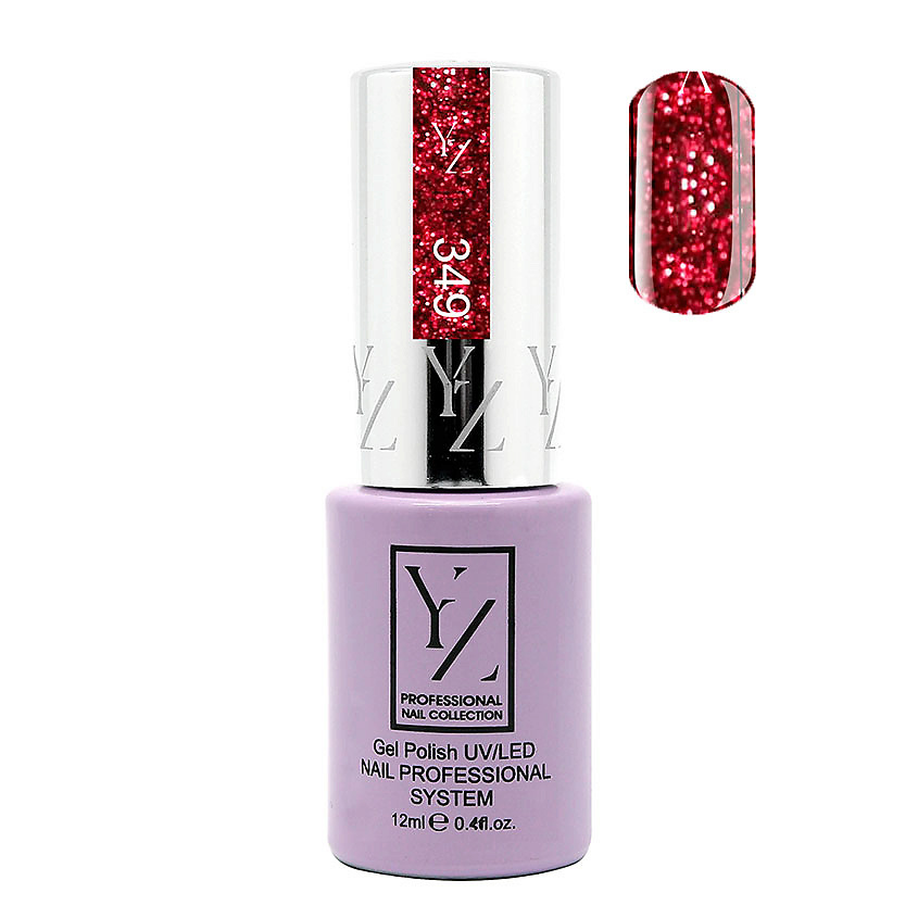 YLLOZURE Гель-лак Uv Led Yllozure Nail Professional, 349, искристый малиновый, 12 мл – фото 2