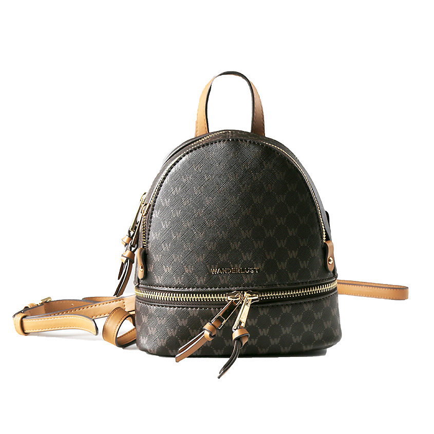 WANDERLUST Рюкзак Wanderlust Saffiano small коричневый с принтом – фото 2
