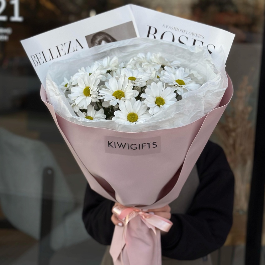 KIWIGIFTS Букет цветов живые из хризантем – фото 2