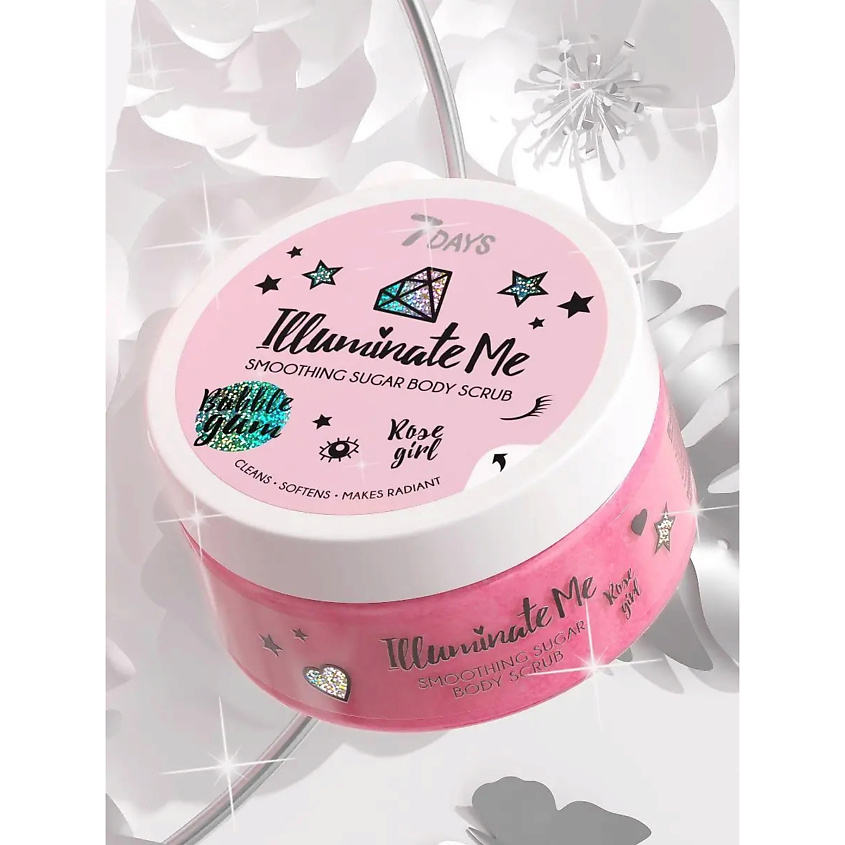 7DAYS Скраб для тела, Антицеллюлитный, сахарный ROSE GIRL ILLUMINATE ME – фото 5