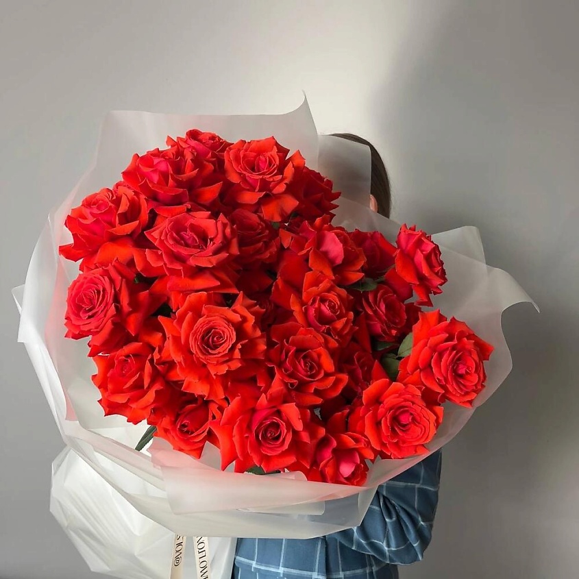 VLSHBN FLOWERS STATE Монобукет из ало-красных вывернутых роз – фото 2