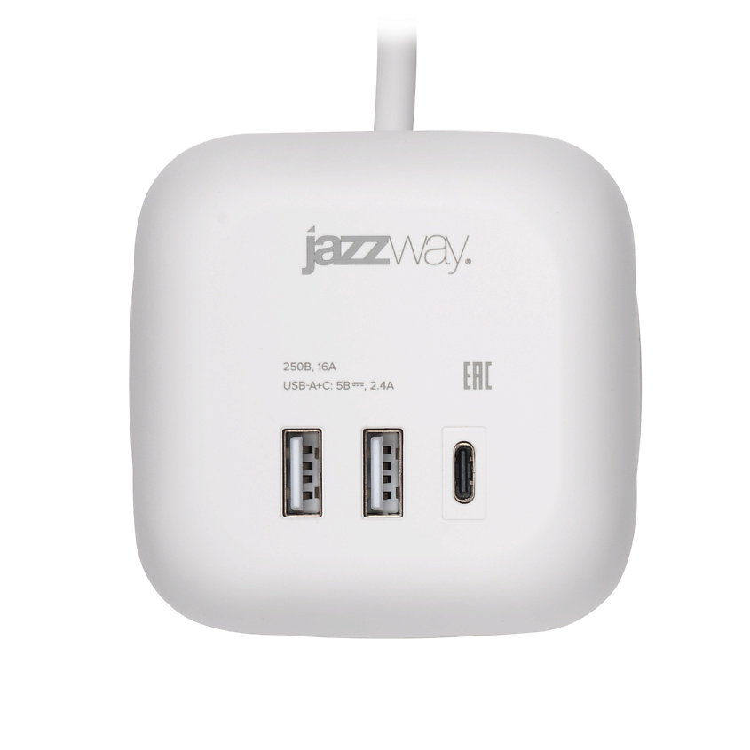 JAZZWAY Разветвитель сетевой с подсветкой КУБ AC-3UGS-wh – фото 3