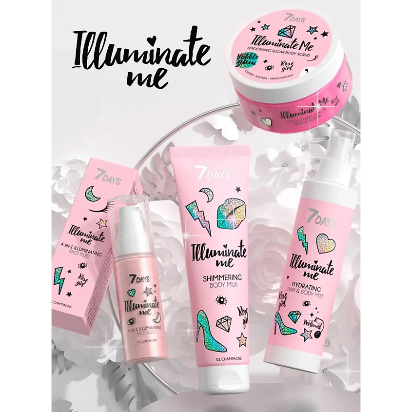 7DAYS Скраб для тела, Антицеллюлитный, сахарный ROSE GIRL ILLUMINATE ME – фото 13