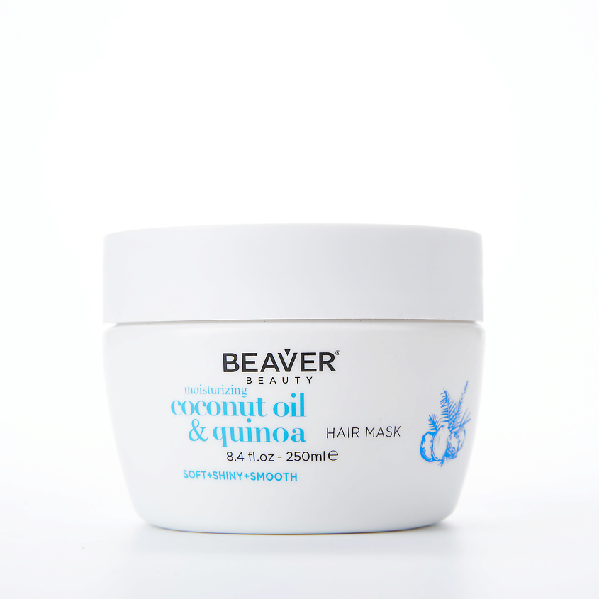 BEAVER Увлажняющая маска для волос Coconut Oil& quinoa Mask, для сухих, пористых,окрашенных – фото 1