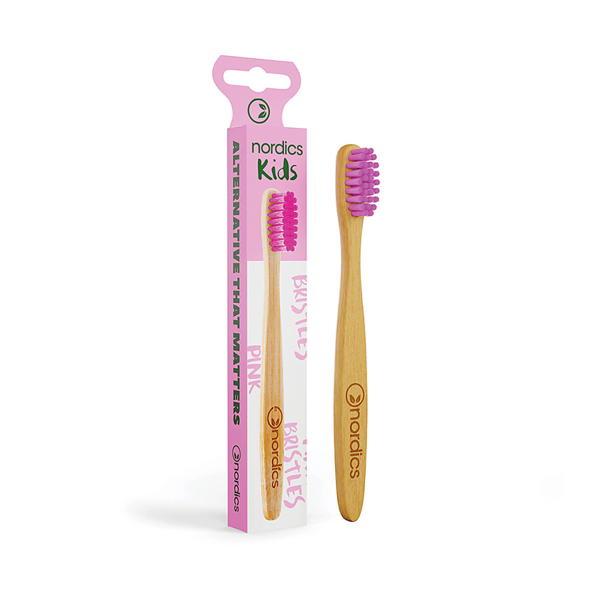 NORDICS Зубная щетка детская бамбуковая Pink Bristles – фото 1
