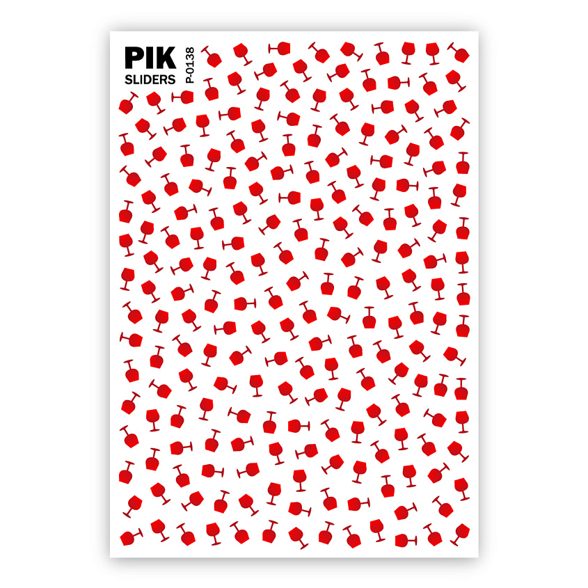 PIK Слайдеры для ногтей P-138 Бокалы вина Фольга – фото 1