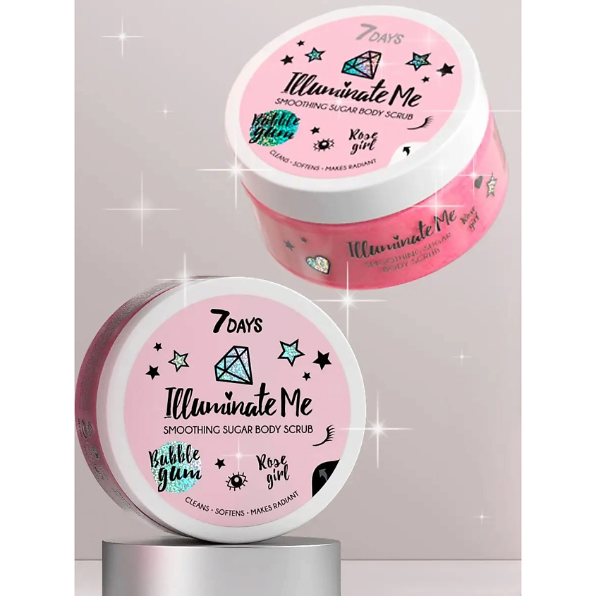 7DAYS Скраб для тела, Антицеллюлитный, сахарный ROSE GIRL ILLUMINATE ME – фото 1
