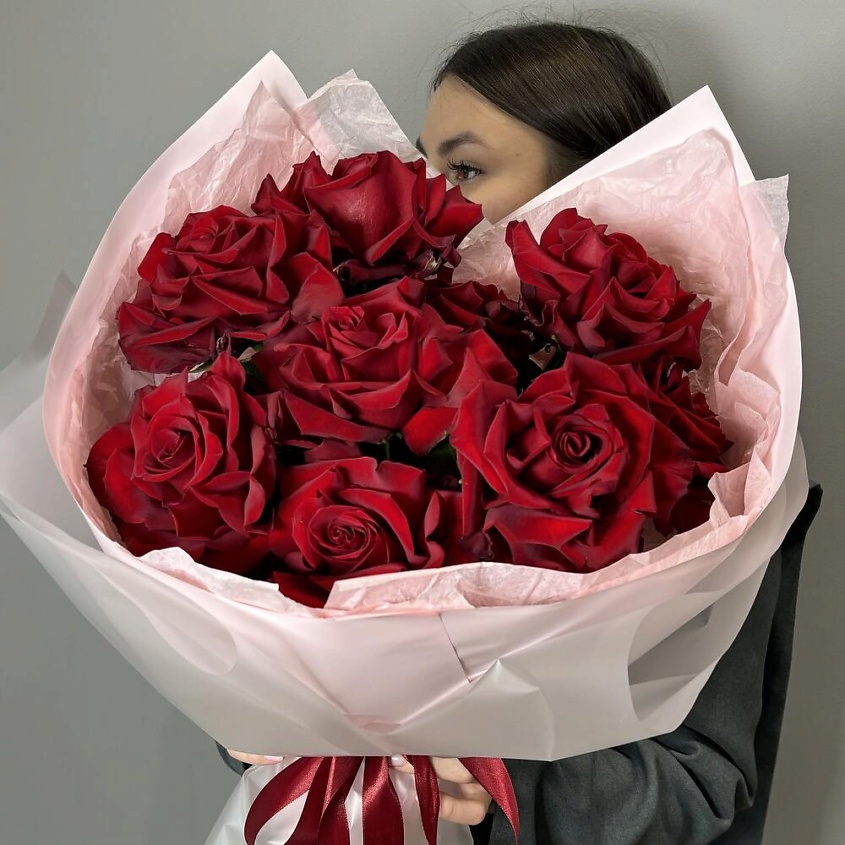 VLSHBN FLOWERS STATE Монобукет из бордовых Роз – фото 2