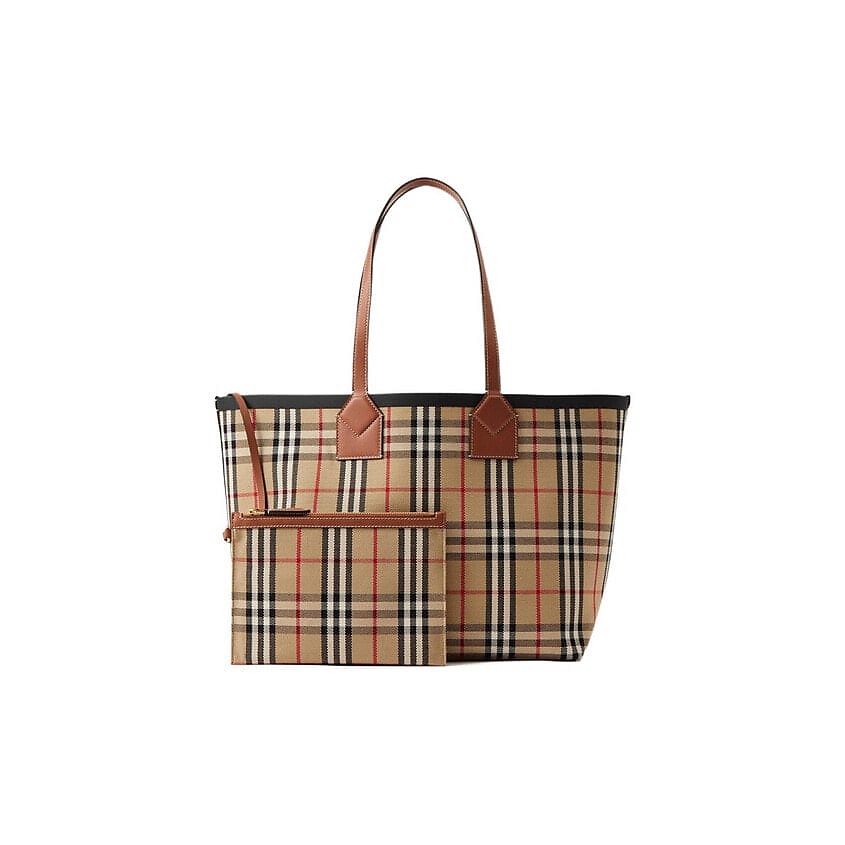 BURBERRY Сумка Cotton Canvas With Calfskin Tote (Basic Set+Shopping Bag) – фото 7