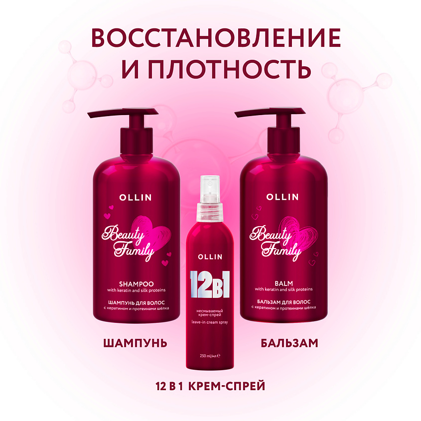 OLLIN PROFESSIONAL Бальзам для ухода за волосами с кератином и протеинами шелка Beauty Family – фото 9