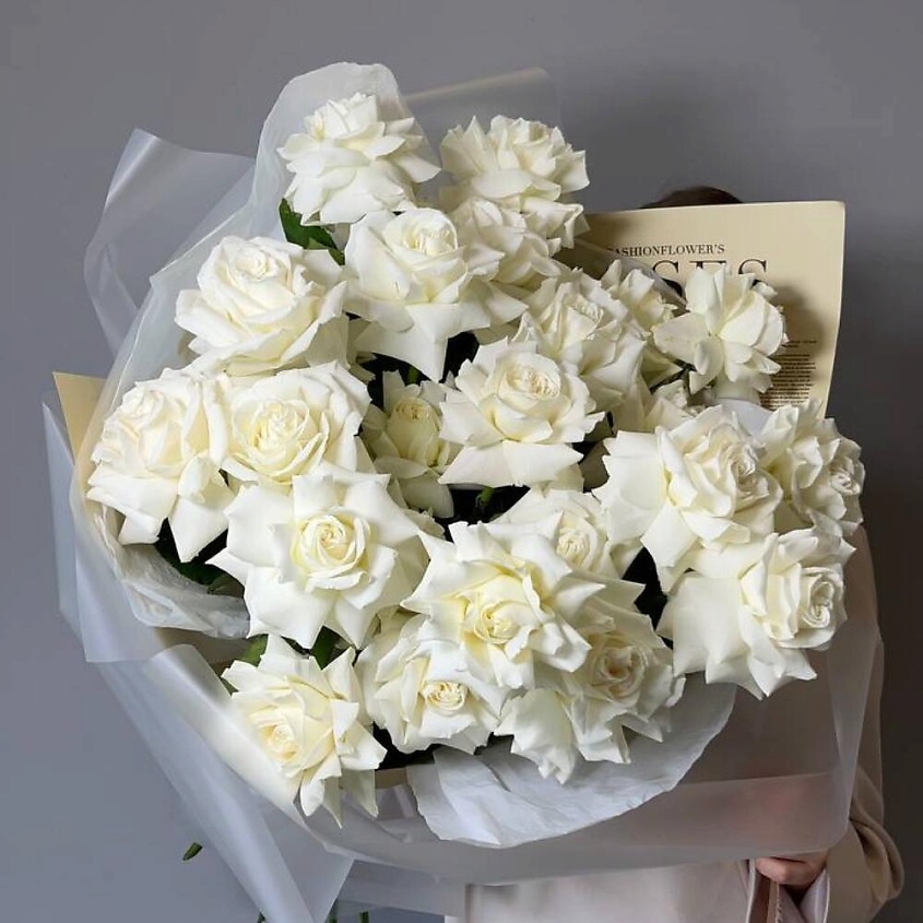 VLSHBN FLOWERS STATE Монобукет из белых вывернутых роз – фото 2