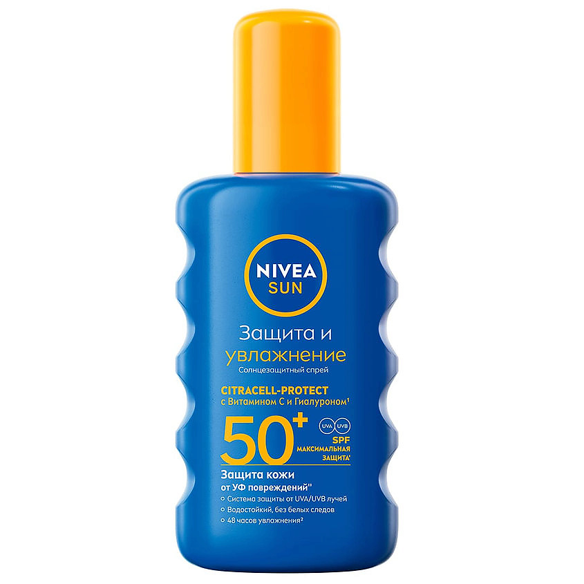 NIVEA Спрей для тела увлажняющий солнцезащитный Защита и увлажнение SPF 50+ – фото 1