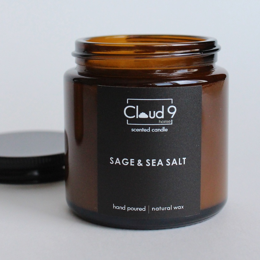 CLOUD 9 HOME НА СЕДЬМОМ НЕБЕ ОТ АРОМАТОВ Свеча ароматическая с древесным фитилём Sage&sea salt – фото 1