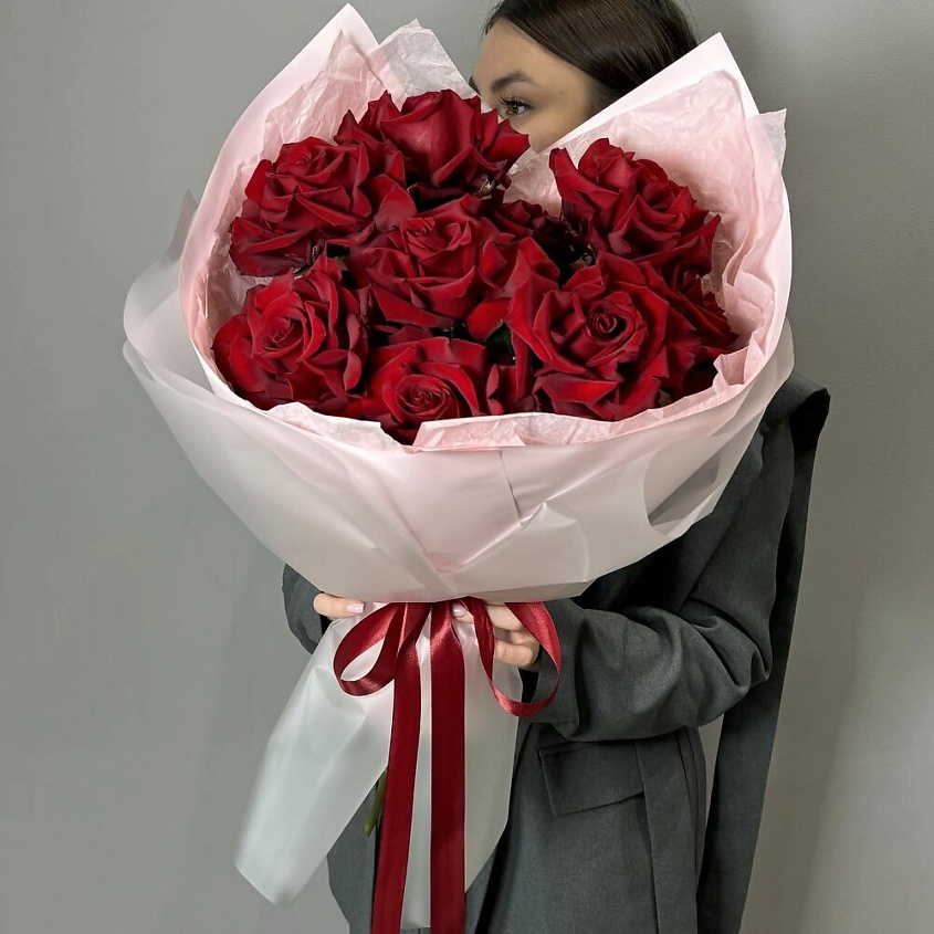 VLSHBN FLOWERS STATE Монобукет из бордовых Роз – фото 1